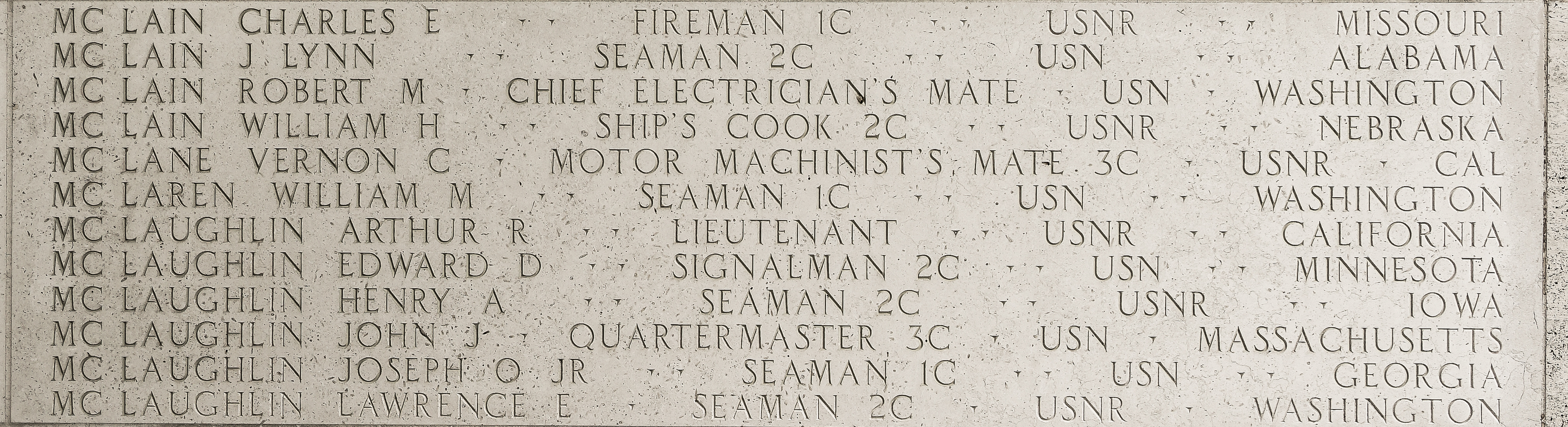Vernon C. McLane, Motor Machinist's Mate Third Class